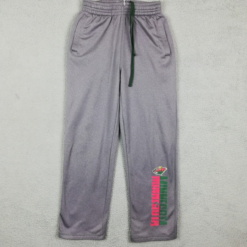 Minnesota‎ Wild NHL Mens Pants Sweatpants Hockey Sportswear Gray Logo Fleece M